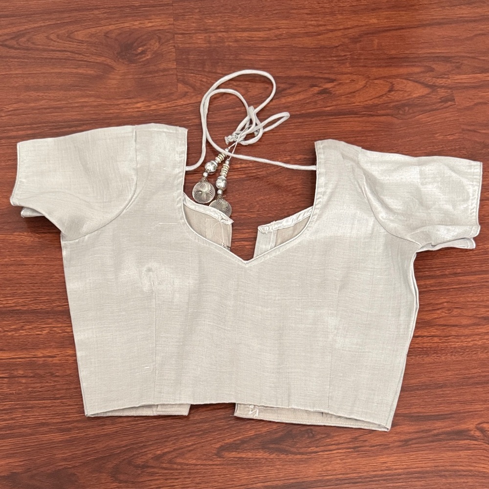 Elegant Silver Women's saree blouse